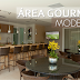 Área churrasco/gourmet moderna - com churrasqueira de vidro e bancada em ônix iluminada!