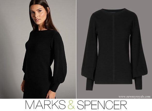 Meghan Markle wore Marks & Spencer Wool Blend Round Neck Bell Sleeve Jumper