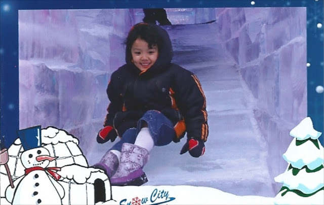 Kecil sliding on ice slide