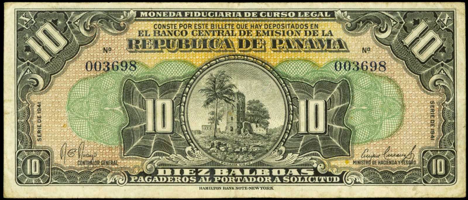 Panama banknotes 10 Balboas 1941 Arias IssueWorld Banknotes & Coins