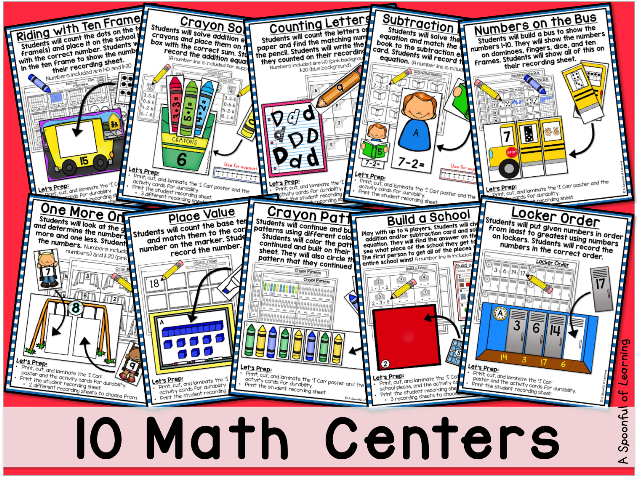 Back to School Centers - 10 Math Centers