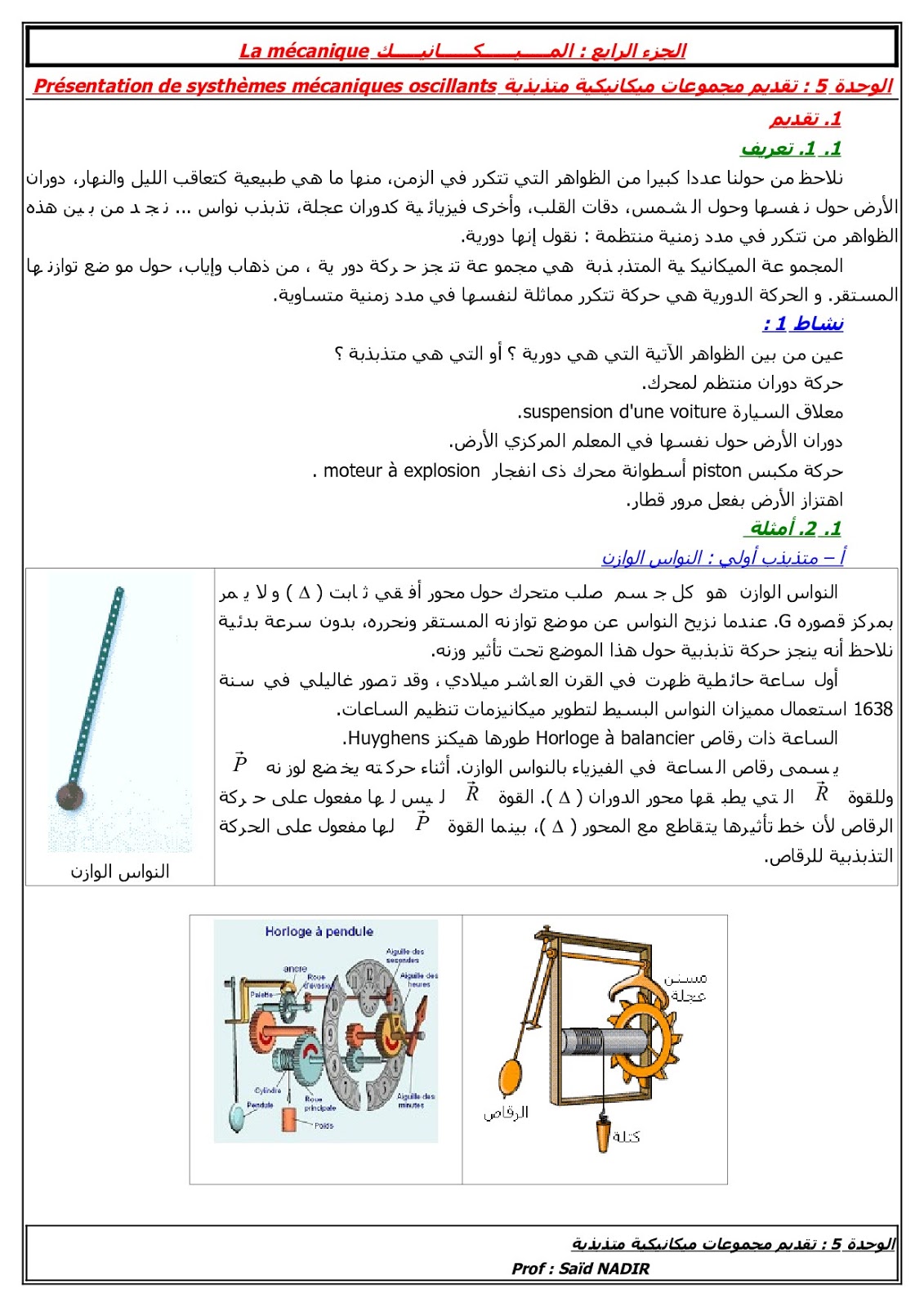 المتذبذبات الميكانيكية-الدرس مع التمارين oscillants-mecaniques-2bac