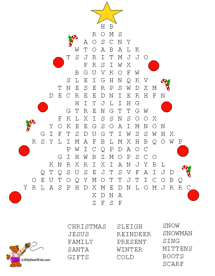 Christmas Word Search Puzzles Printable