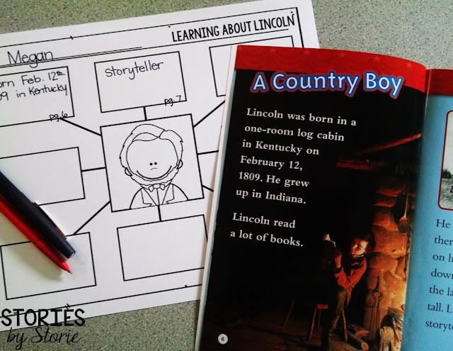 Graphic organizers are a great way to record information learned from books about Presidents' Day.