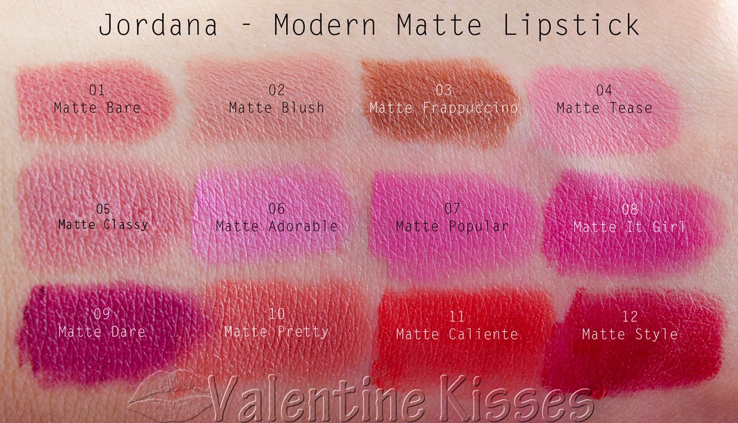 Con fecha de adjetivo Nublado Valentine Kisses: Jordana Modern Matte Lipsticks - all 12 shades - swatches,  review