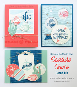 Stampin' Up! Seaside Shore Stamp of the Month Club Card Kit  #stampinup www.juliedavison.com/clubs