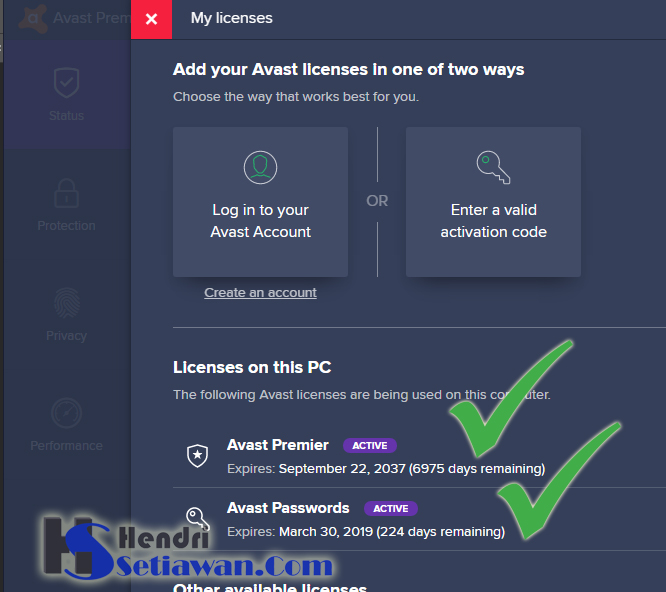 Aktifasi Online Avast Premier Pro Dengan Kode Aktifasi Activation Code Hendri Setiawan