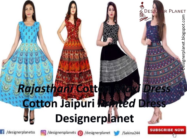 Maxi Dresses for Women | Cotton Jaipuri Printed Maxi Dress | Designerplanet