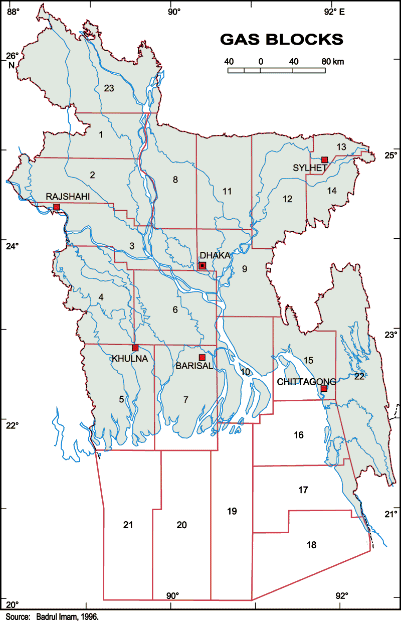 Gas Blocks Map Bangladesh