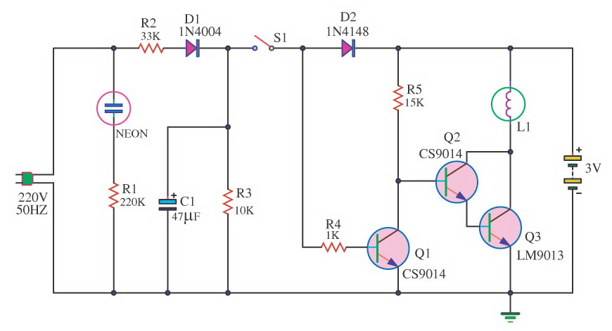Emergency Light Circuit of Mini 9013 - Electronic Knowledge Share