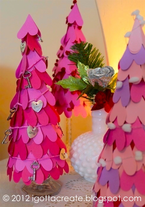 #Valentine heart paper cone trees! | tutorial at I Gotta Create!