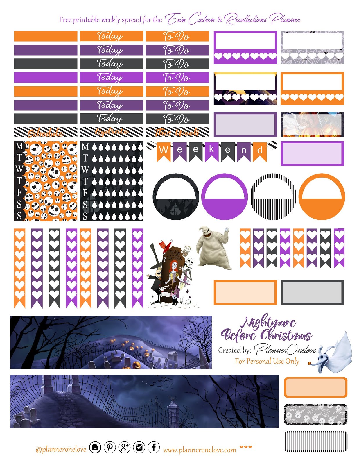 Free Nightmare Before Christmas Printable for the Erin Condren