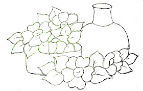 desenho de moringa, bacia e flores para pintar