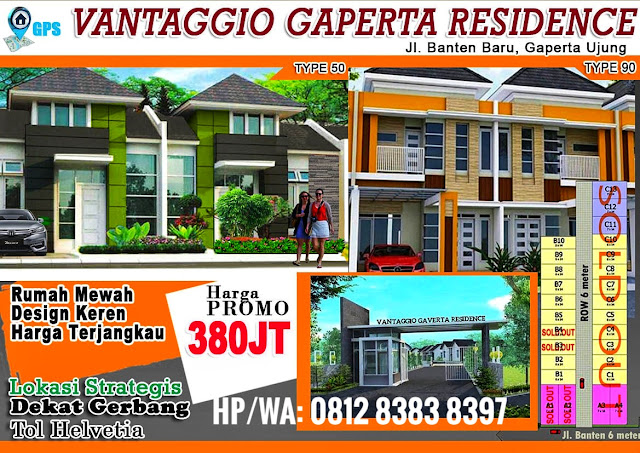 Jual rumah cantik minimalis tipe 50 hanya 380 Juta Vanttagio  Gaperta Residence di Jalan Banten Baru Gaperta Ujung Medan