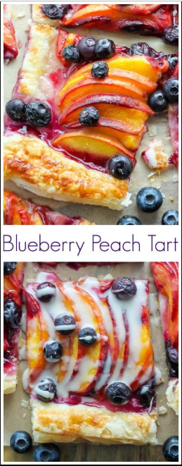 Easy Blueberry Peach Tart with Vanilla Glaze