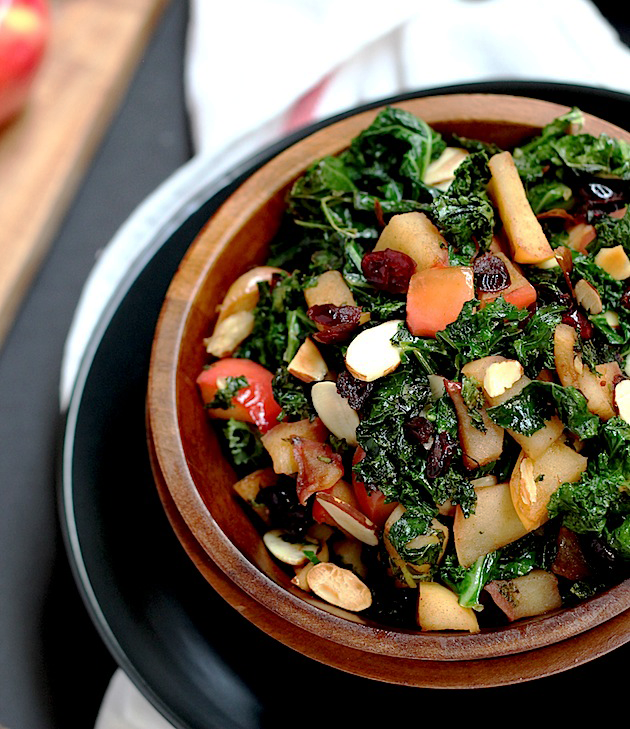Savor Home: Warm Kale, Apple, & Cranberry Salad - Two Ways