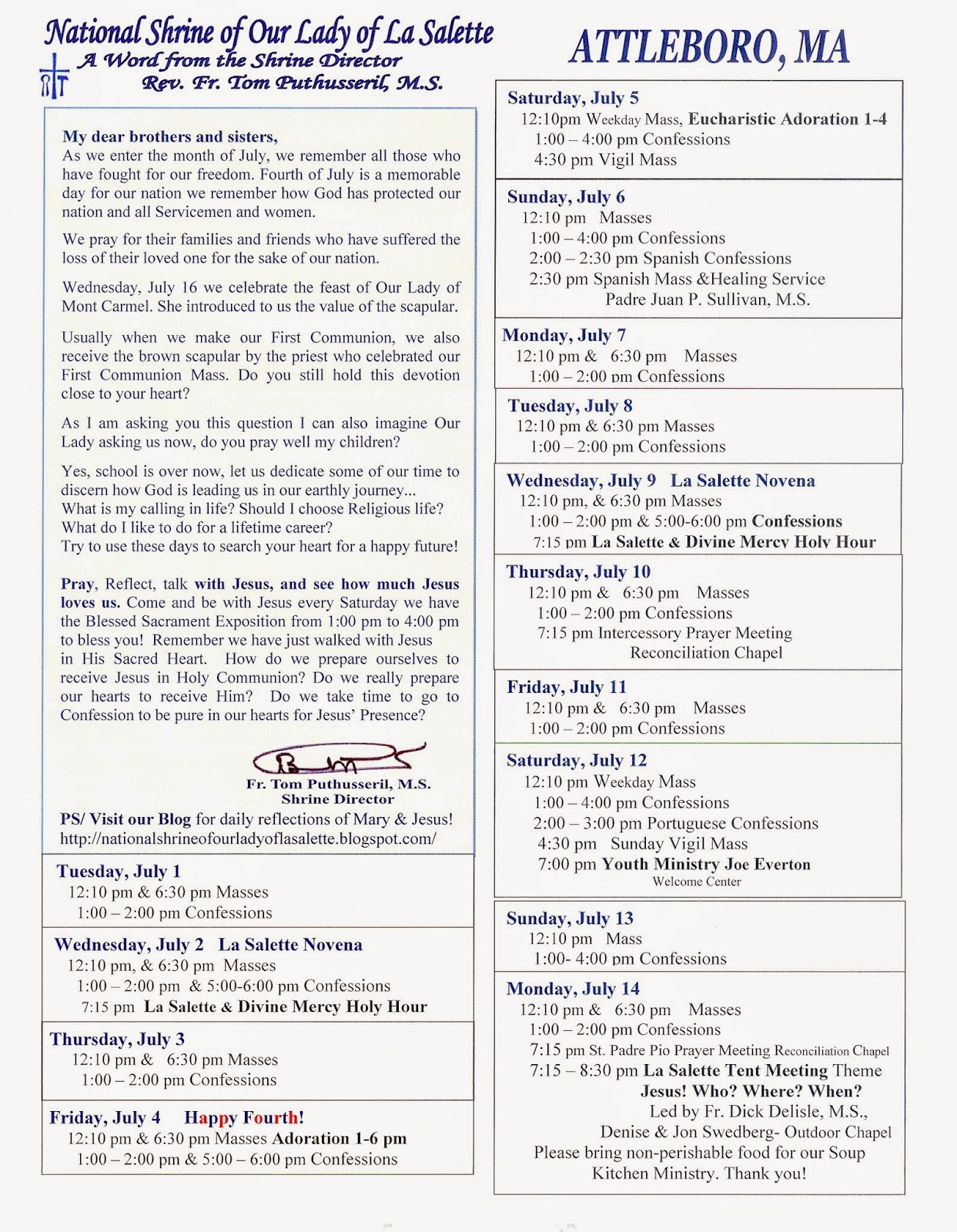 Our Lady of La Salette You to Her Shrine! Come...Be Blessed