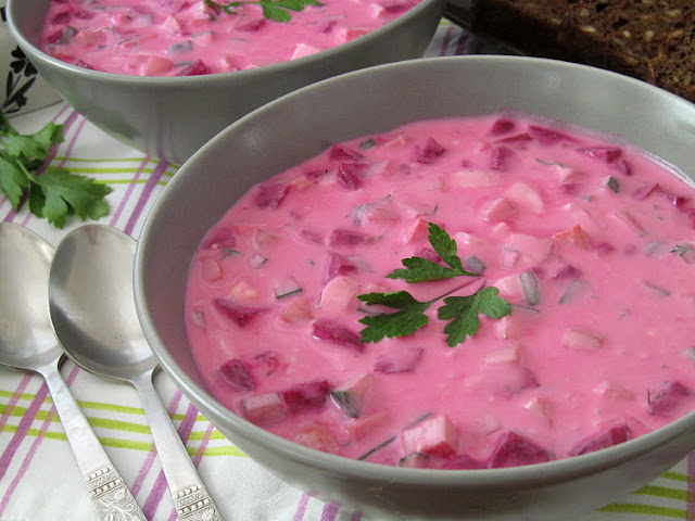 Холодный суп с маринованной свеклой (Aukstā zupa)