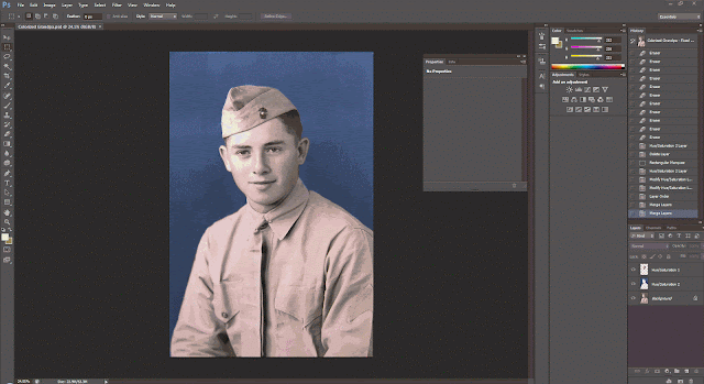 photoshop screenshot, layer, mask, trace, colorize, black and white