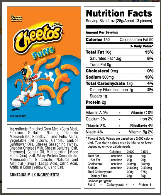cheetos cheese puffs ingredients
