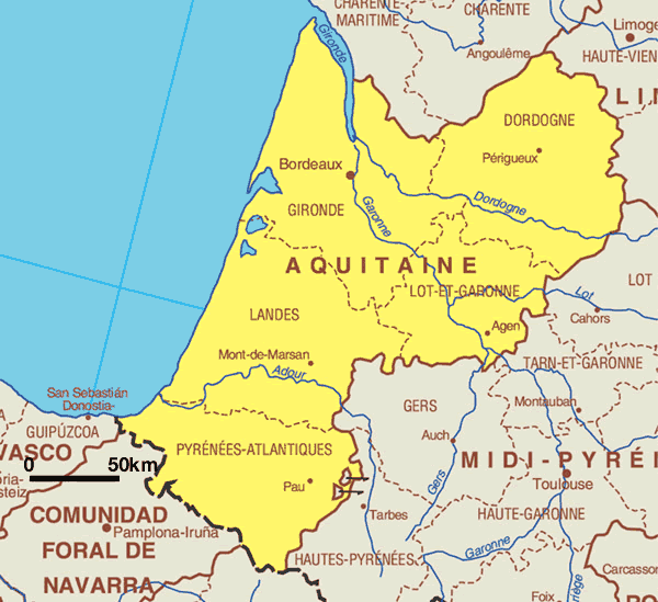 Aquitaine Régional Carte de la Ville Carte Régional de la Ville