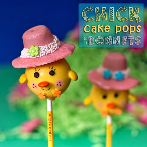 Chick Cake Pops with Bonnets by Sugar Kissed