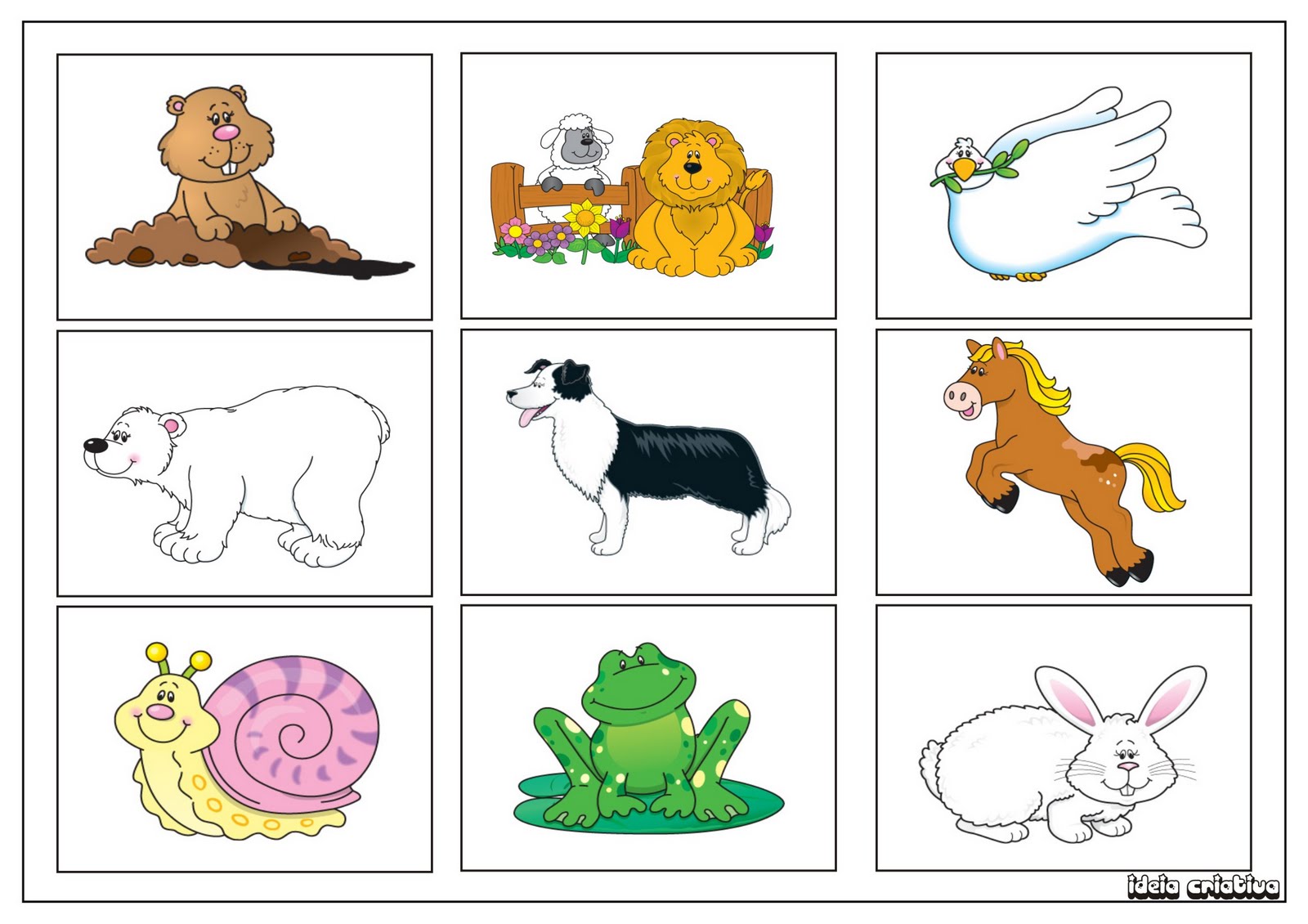 Jogo da memória animais para colorir, recortar e brincar-ESPAÇO