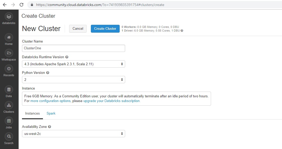 Technical: How to create a new Cluster in Databricks?