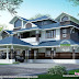Luxurious sloping roof house with 2 porch