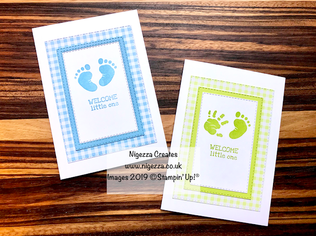 Baby Card Using Stampin' Up! Gingham Gala & First Steps Nigezza Creates 