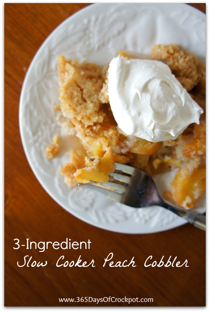Recipe for 3Ingredient Slow Cooker Peach Cobbler 365