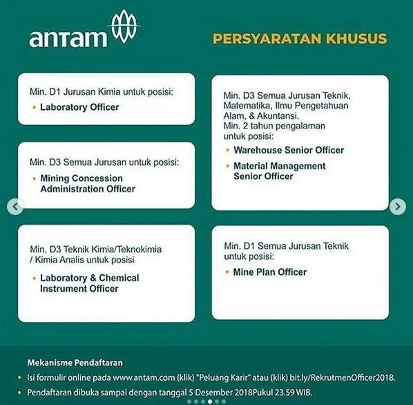 Lowongan Kerja di PT Antam November 2018 Terbaru