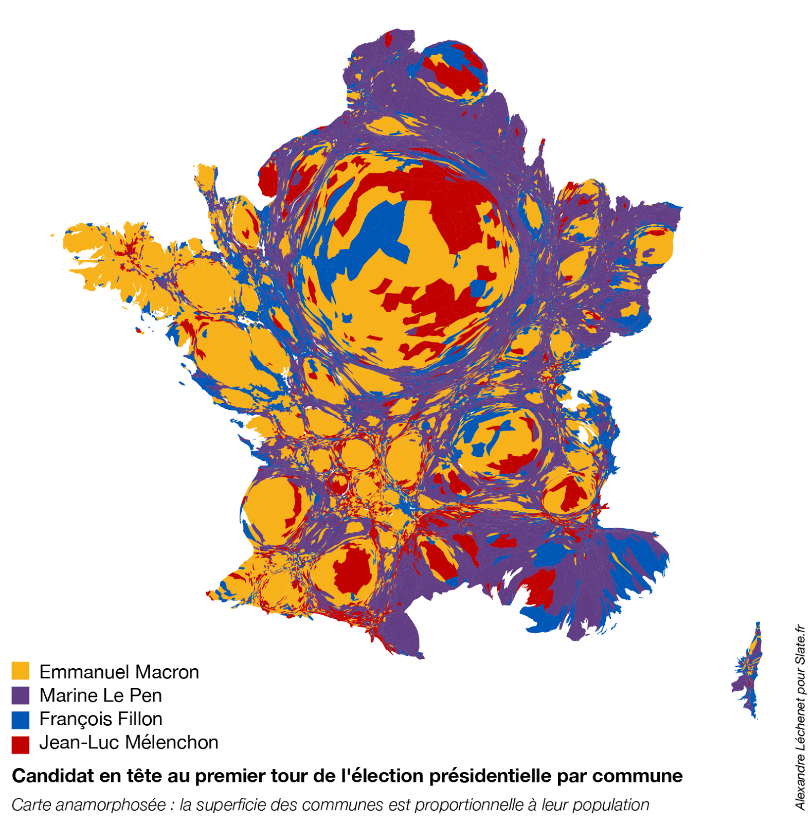 French Presidential Election Cartogram - Vivid Maps