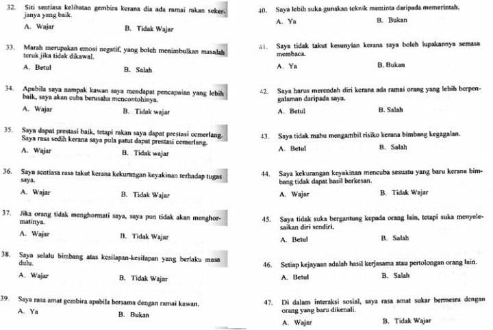 Contoh soalan psikometrik