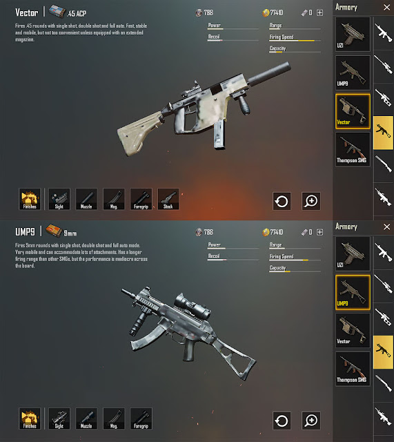 side-by-side-vector-and-um-9-smg-pubg-mobile perbandingan comparison