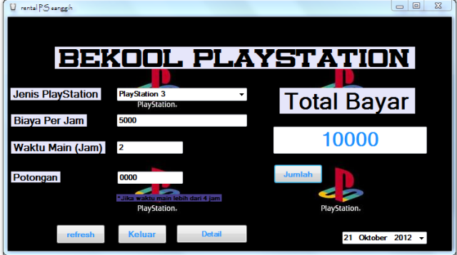 Aplikasi Kasir Rental PlayStation ~ Bekool Blog