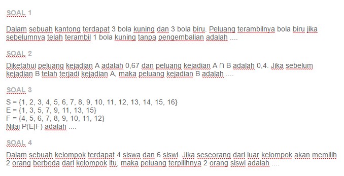 109+ Contoh Soal Peluang Kejadian Bersyarat Terlengkap