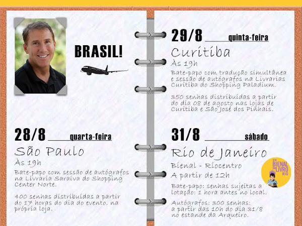 Agenda do Nicholas Sparks no Brasil