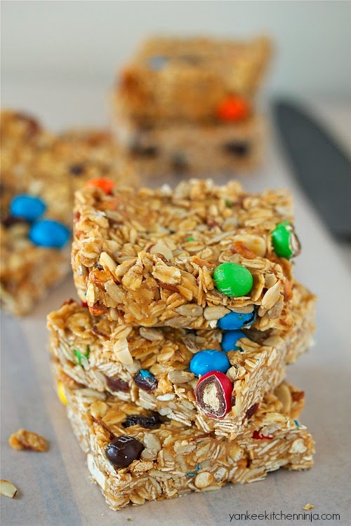 no bake, low guilt trail mix snack bars