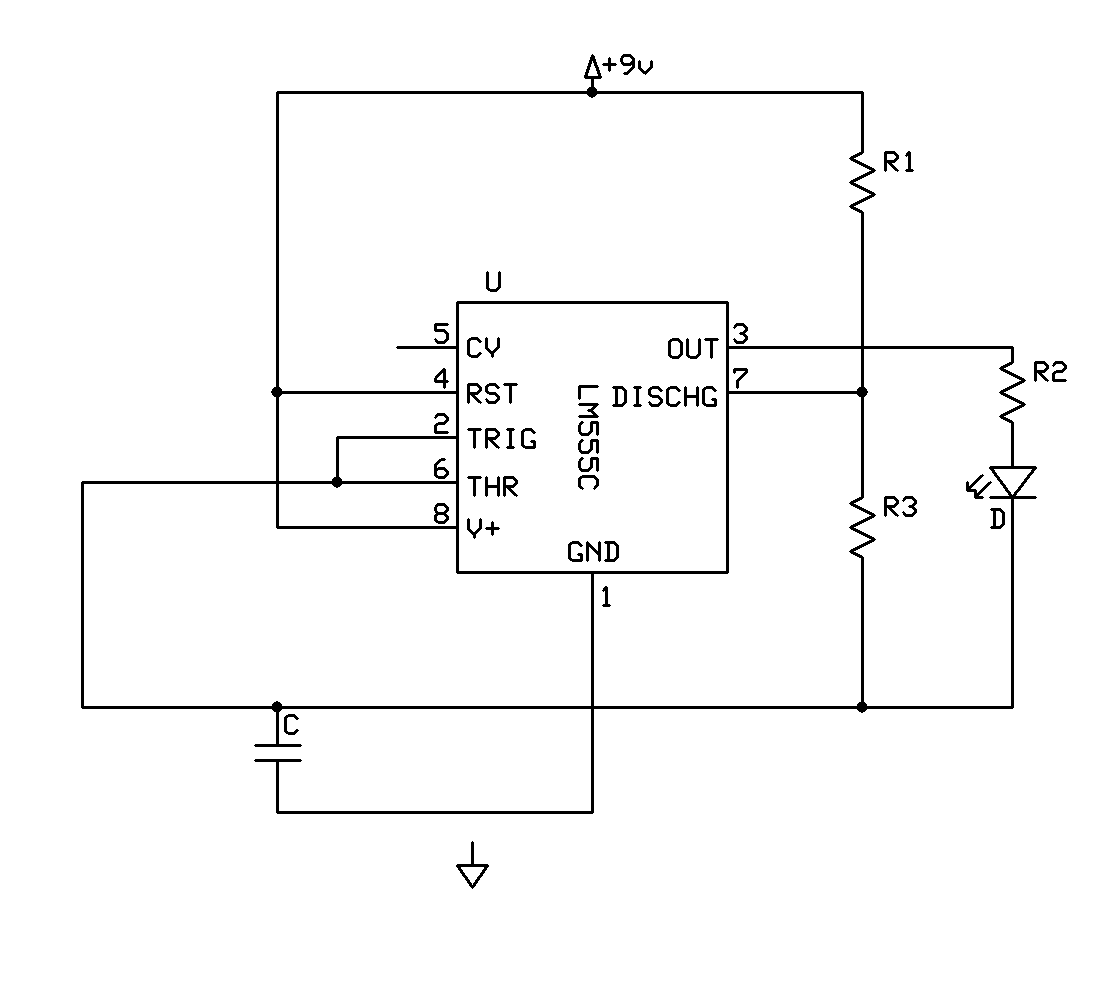 Electronics DIY Hobbyist: 555 Basic Timer Circuit With LED on Output