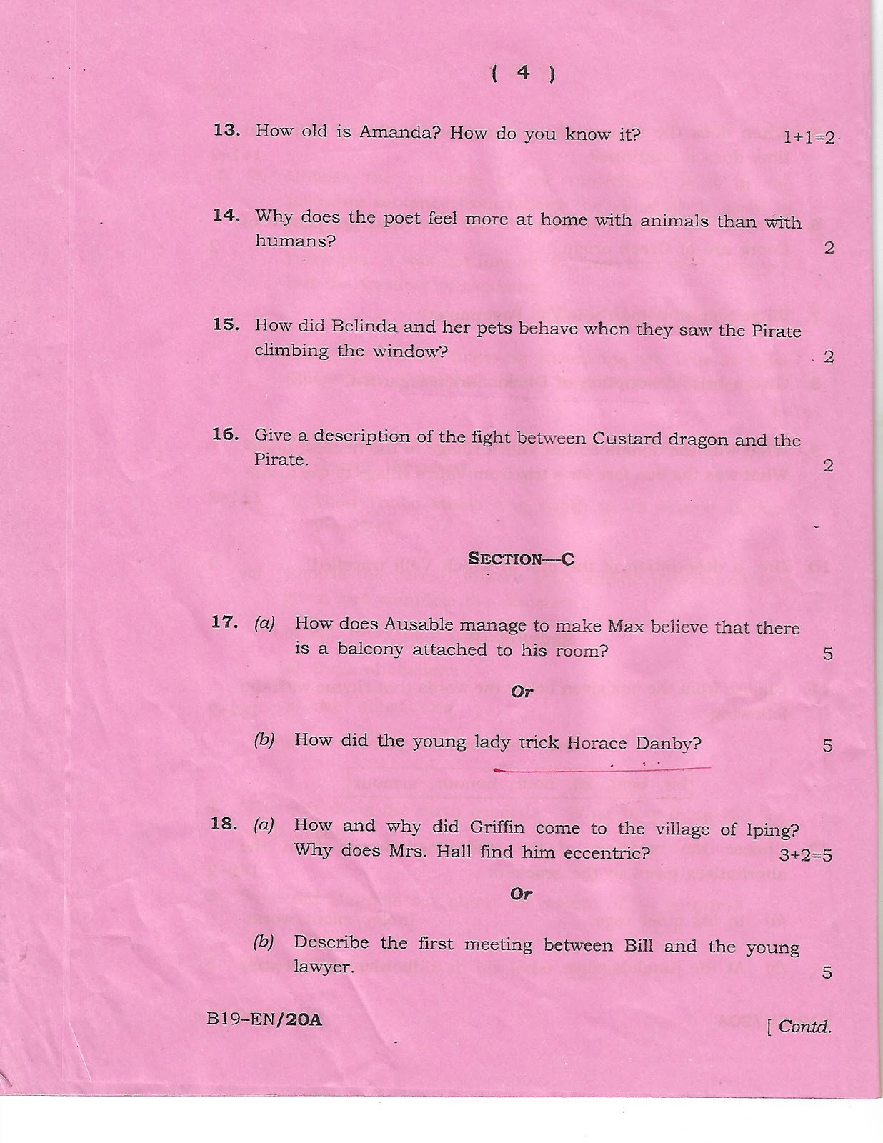 HSLC ENGLISH2019 Question Paper