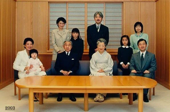 Emperor Naruhito, Empress Masako, Princess Aiko, Princess Mako, Princess Kako, Prince Akishino, Crown Princess Kiko, Former Emperor and Empress