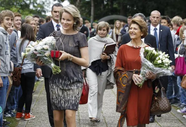 Crown Princess Mathilde of Belgium has made a visit to the College Saint-Hubert in Watermael-Boitsfort