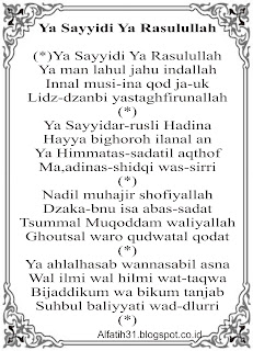 Lirik Ya Sayyidi Ya Rasulullah - Alfatih31