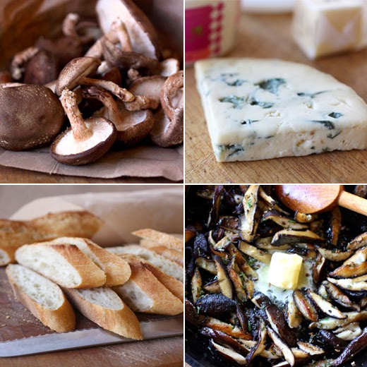 lisa is cooking Shitake Mushrooms with Sourdough Toast and Rosemary Blue Cheese Creme Fraiche