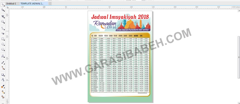 Template Jadwal Imsyakiyah Ramadhan 2018 1439H coreldraw