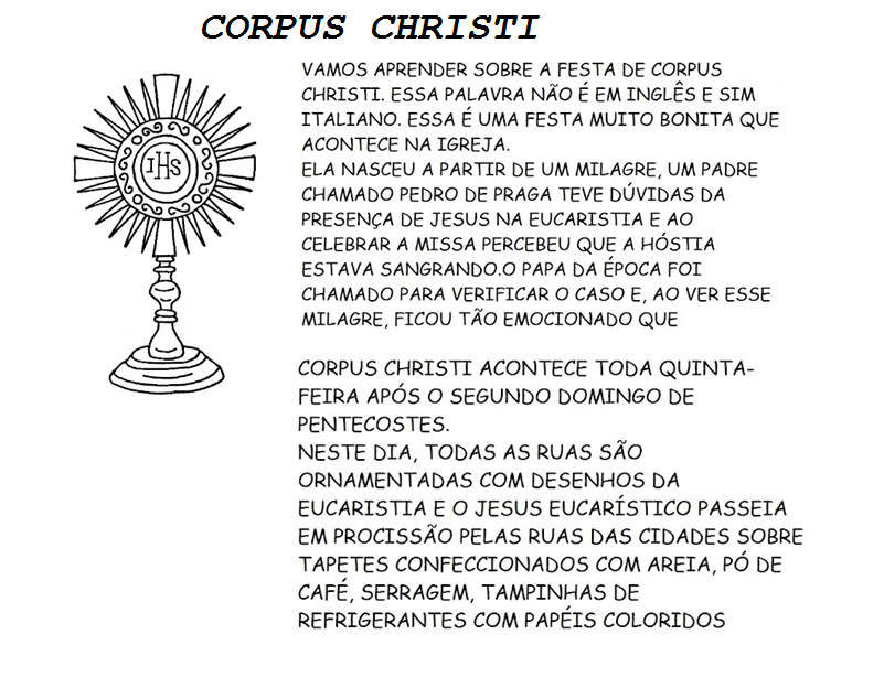 ARTES DA LIVIA: CORPUS CHRISTI - DESENHOS PARA COLORIR E ATIVIDADES