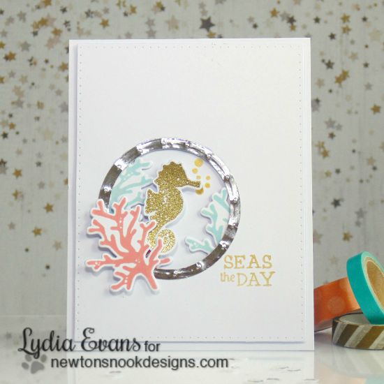 Seashorse card by Lydia Evans  Tranquil Tides stamp set & Die set by Newton's Nook Designs #sea #fish #seahorse