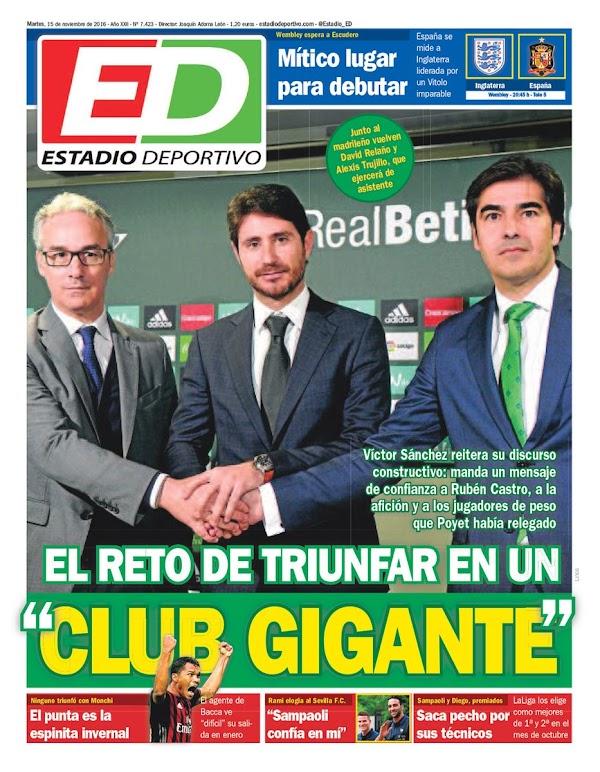 Betis, Estadio Deportivo: "El reto de triunfar en un club gigante"
