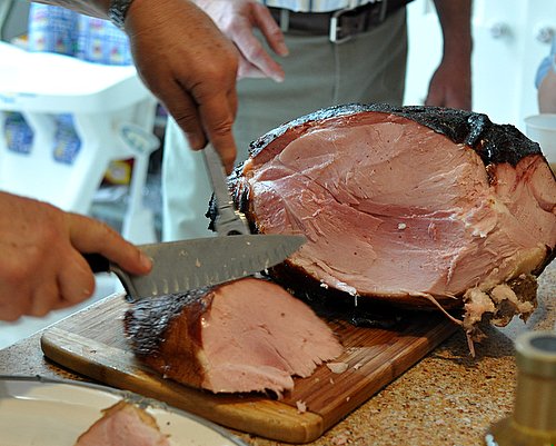 Twice-Smoked Ham ♥ KitchenParade.com, how and why to smoke a smoked ham a second time for Easter, Christmas and holiday hams.